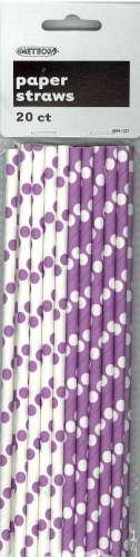 Paper Straws - Purple and White Dots